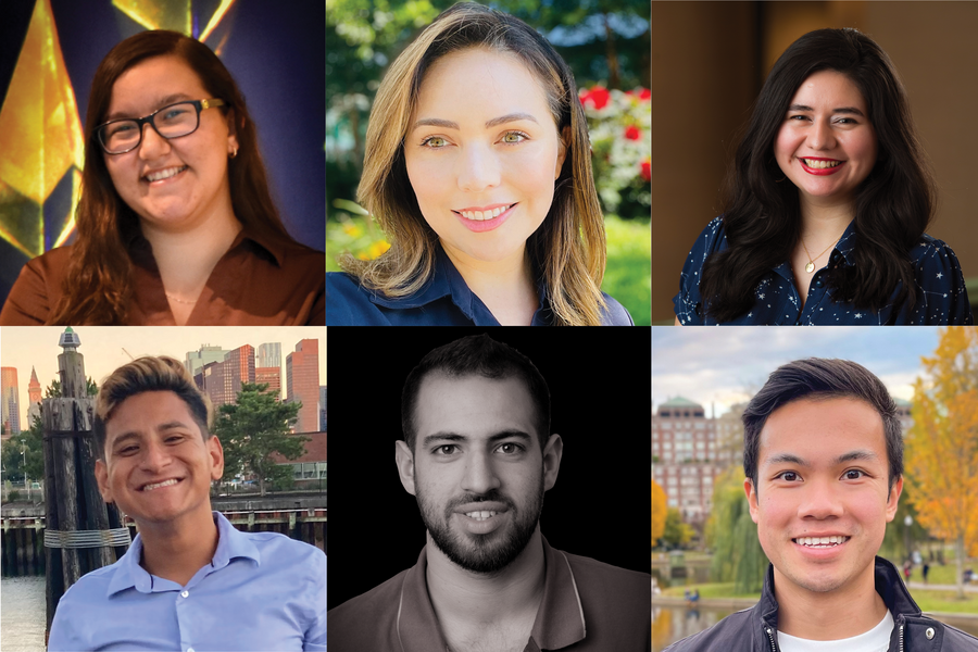 Caption:Top row, left to right: Kimberly Bennett, Diana Grass, and Bianca Lepe. Bottom row, left to right: Anthony Meza, Omar Tantawi, and Richard Van.